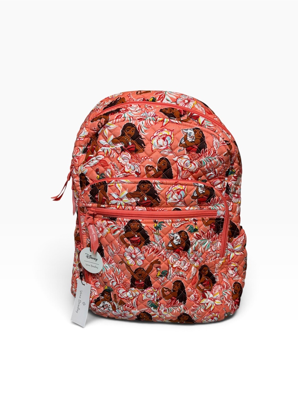 Vera Bradley X Disney Moana Pua Coral Floral Quilted Campus Laptop Backpack
